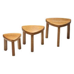 Scandinavian Solid Wood Nesting Tables, Scandinavia, ca 1970s