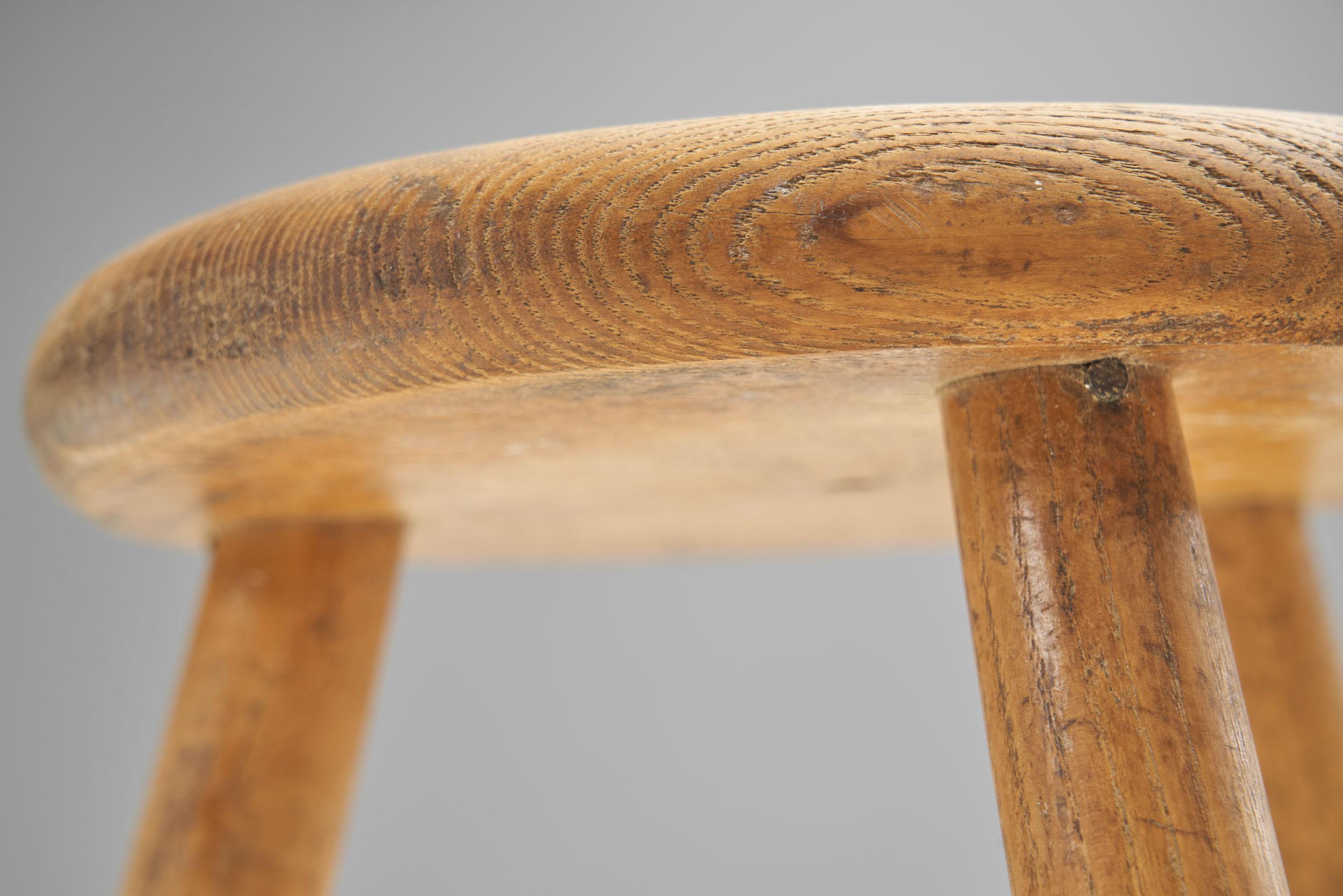 Scandinavian Solid Wood Tripod Stool, Scandinavia ca 1950s 6