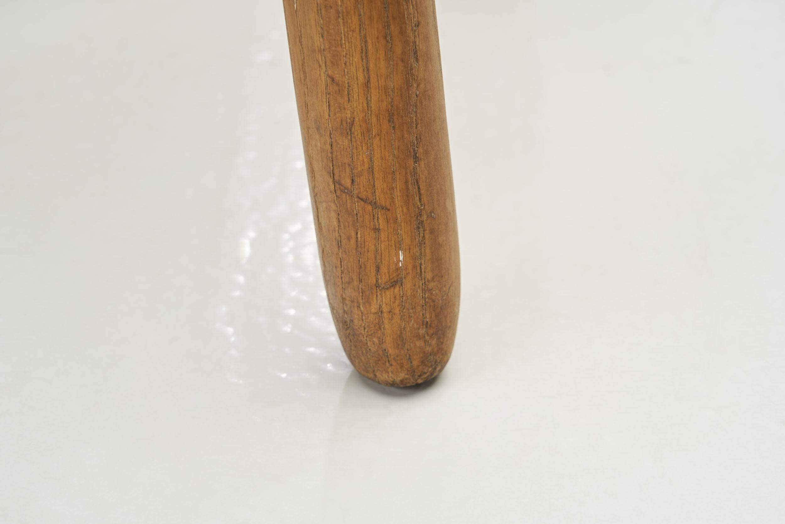 Scandinavian Solid Wood Tripod Stool, Scandinavia ca 1950s 10