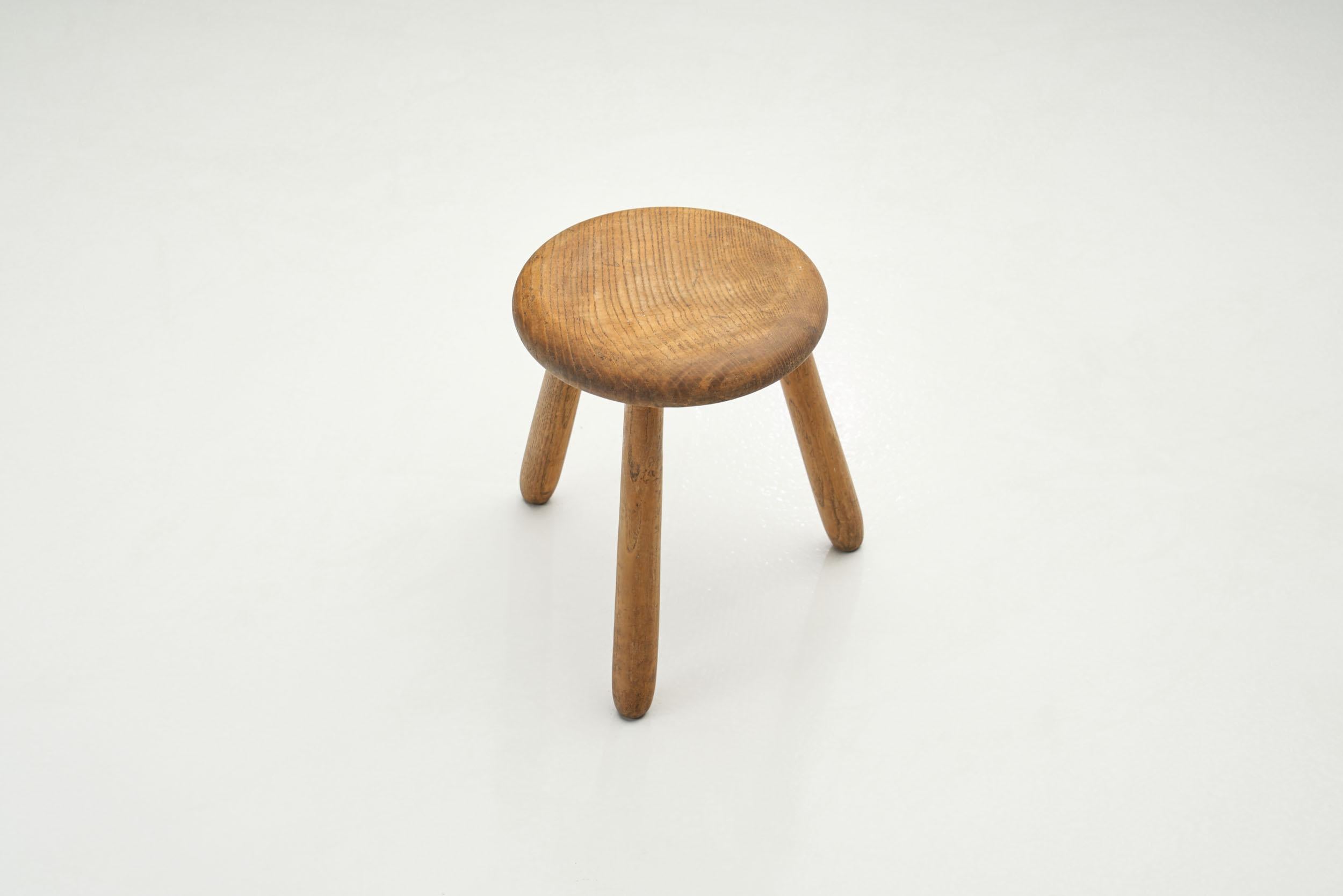 Scandinavian Solid Wood Tripod Stool, Scandinavia ca 1950s 1