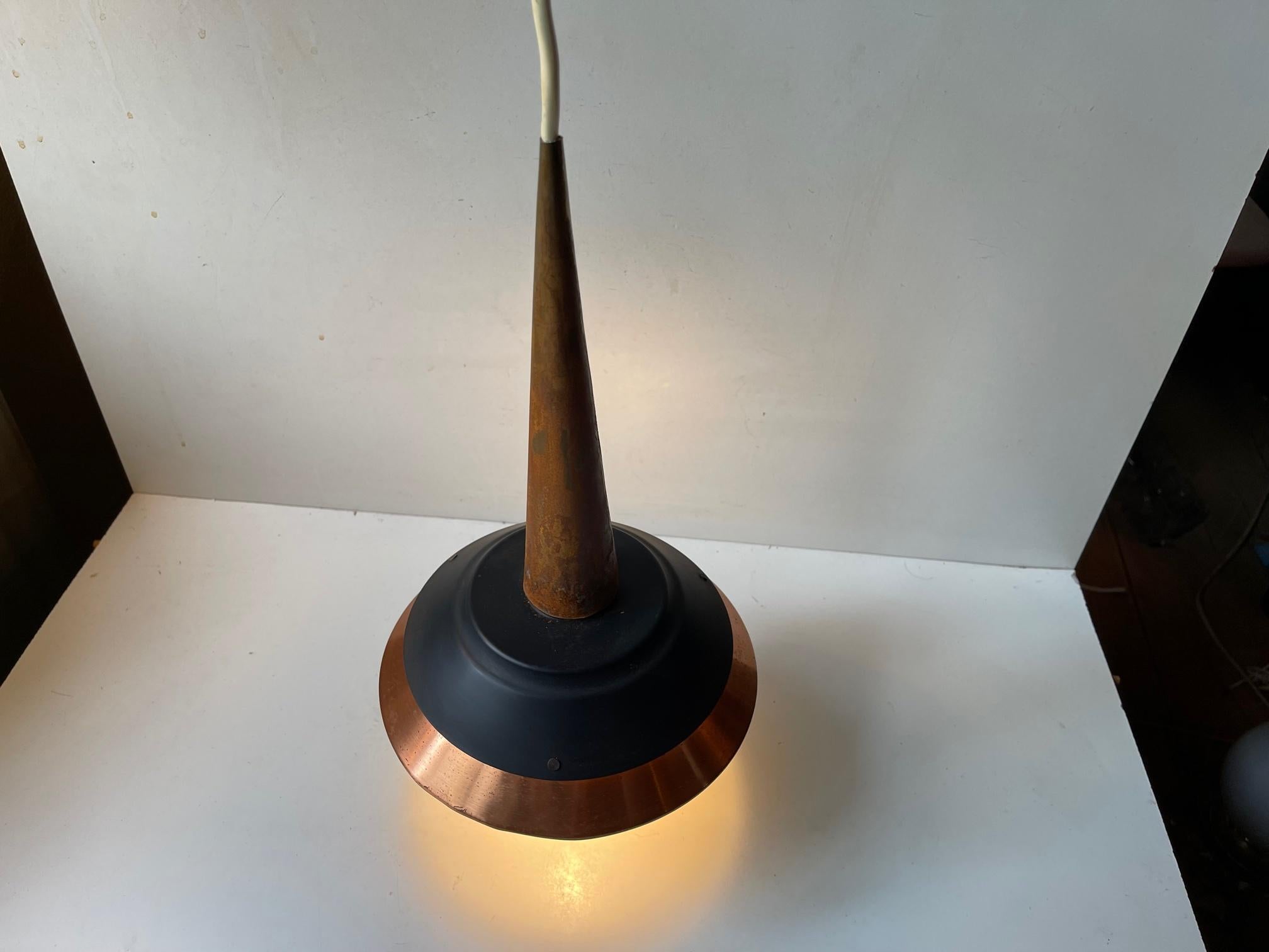Mid-20th Century Scandinavian Space Age Copper Pendant Lamp by Ernest Voss, 1950s For Sale