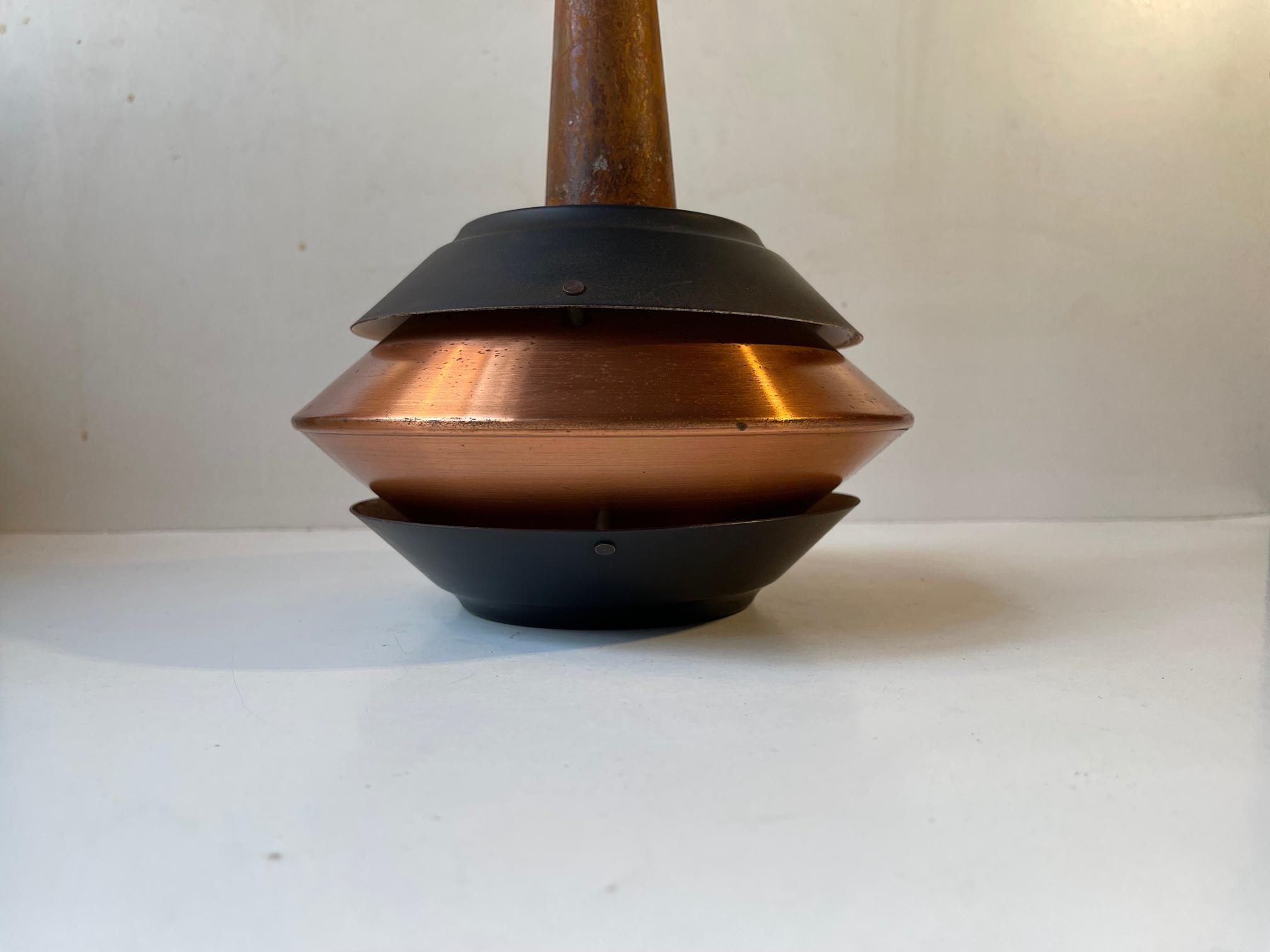 Metal Scandinavian Space Age Copper Pendant Lamp by Ernest Voss, 1950s For Sale