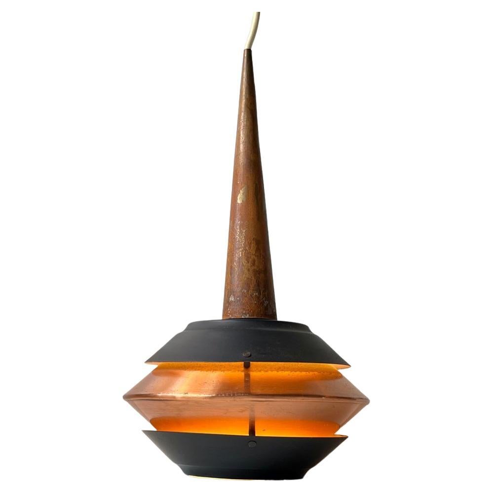 Lampe à suspension scandinave en cuivre de l'ère spatiale d'Ernest Voss, années 1950
