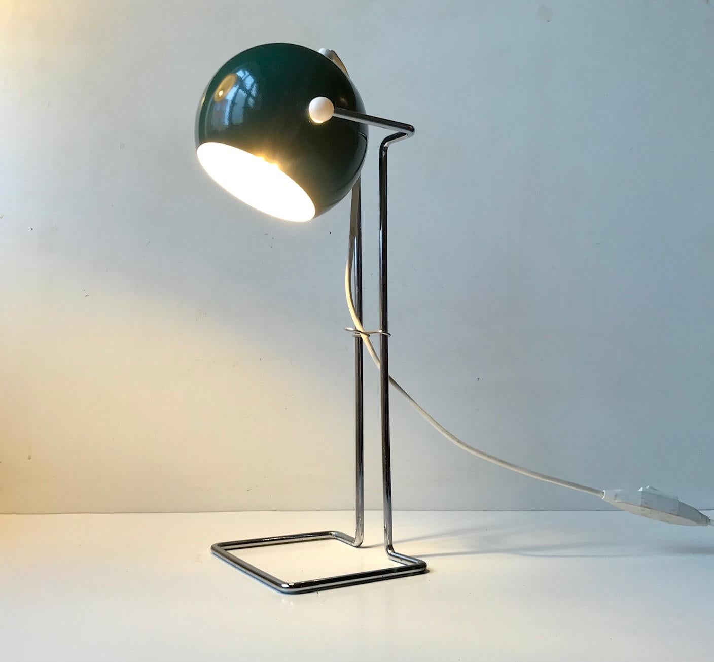 Steel Scandinavian Space Age Green Ball Table Lamp by E. S. Horn, 1960s