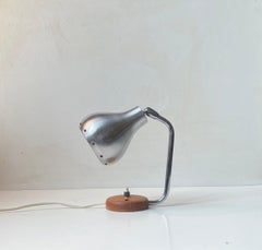 Scandinavian Space age Wall Lamp in Teak, Aluminum & Faux Rubies, 1950s