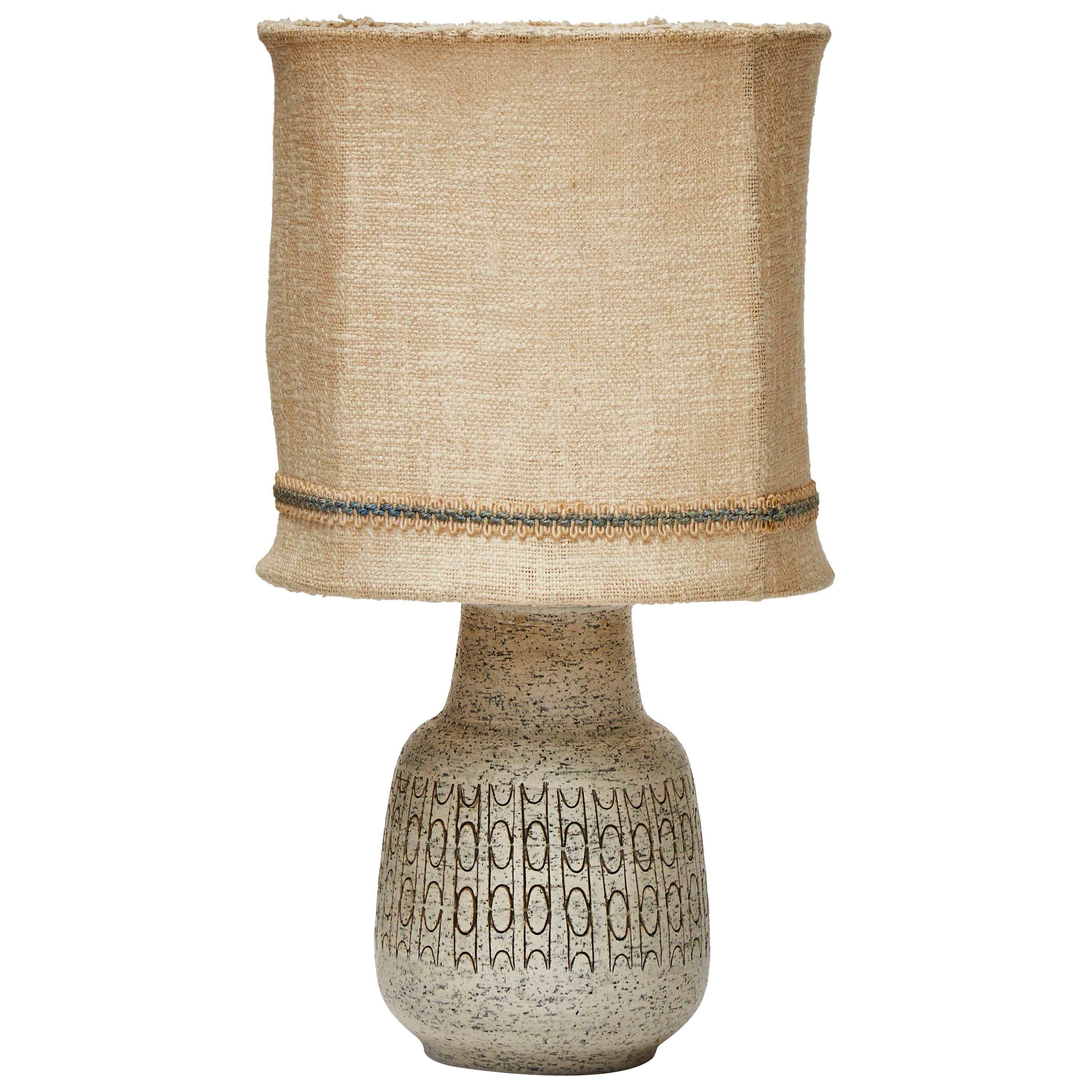 Scandinavian Speckled Ceramic Table Lamp with Original Shade