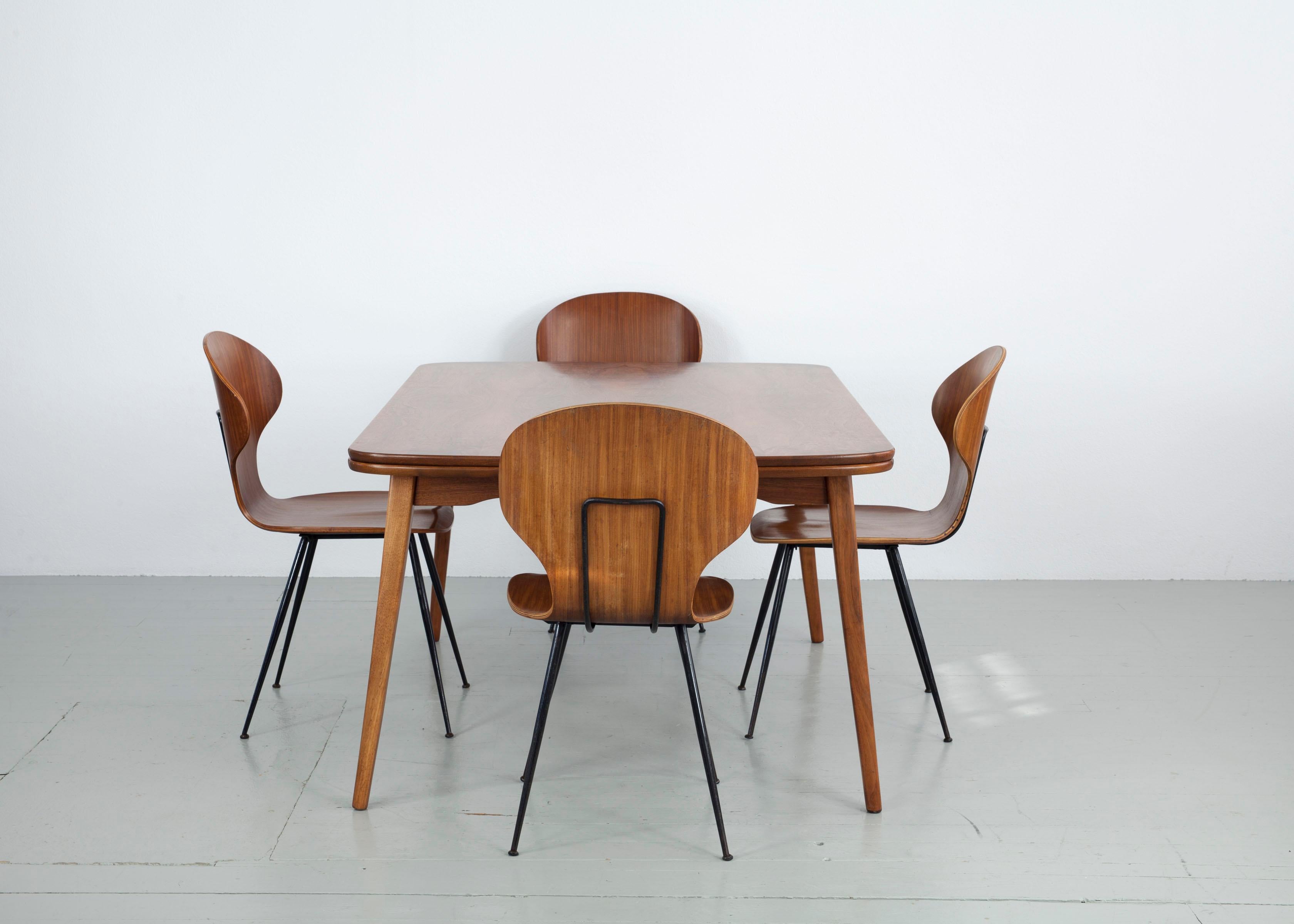 Scandinavian Stained Beechwood Extendable Table, 1960s For Sale 2