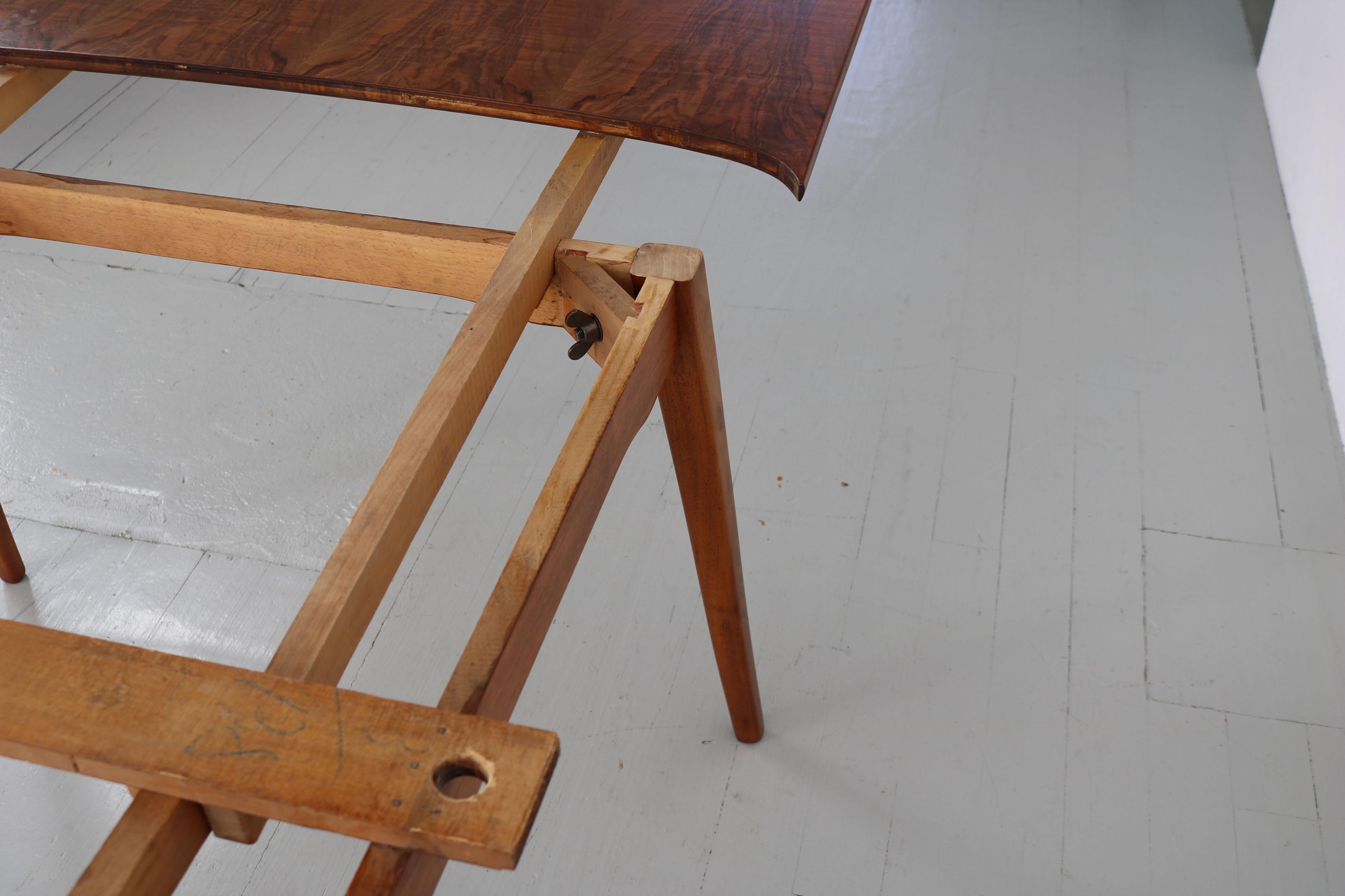 Scandinavian Stained Beechwood Extendable Table, 1960s For Sale 5