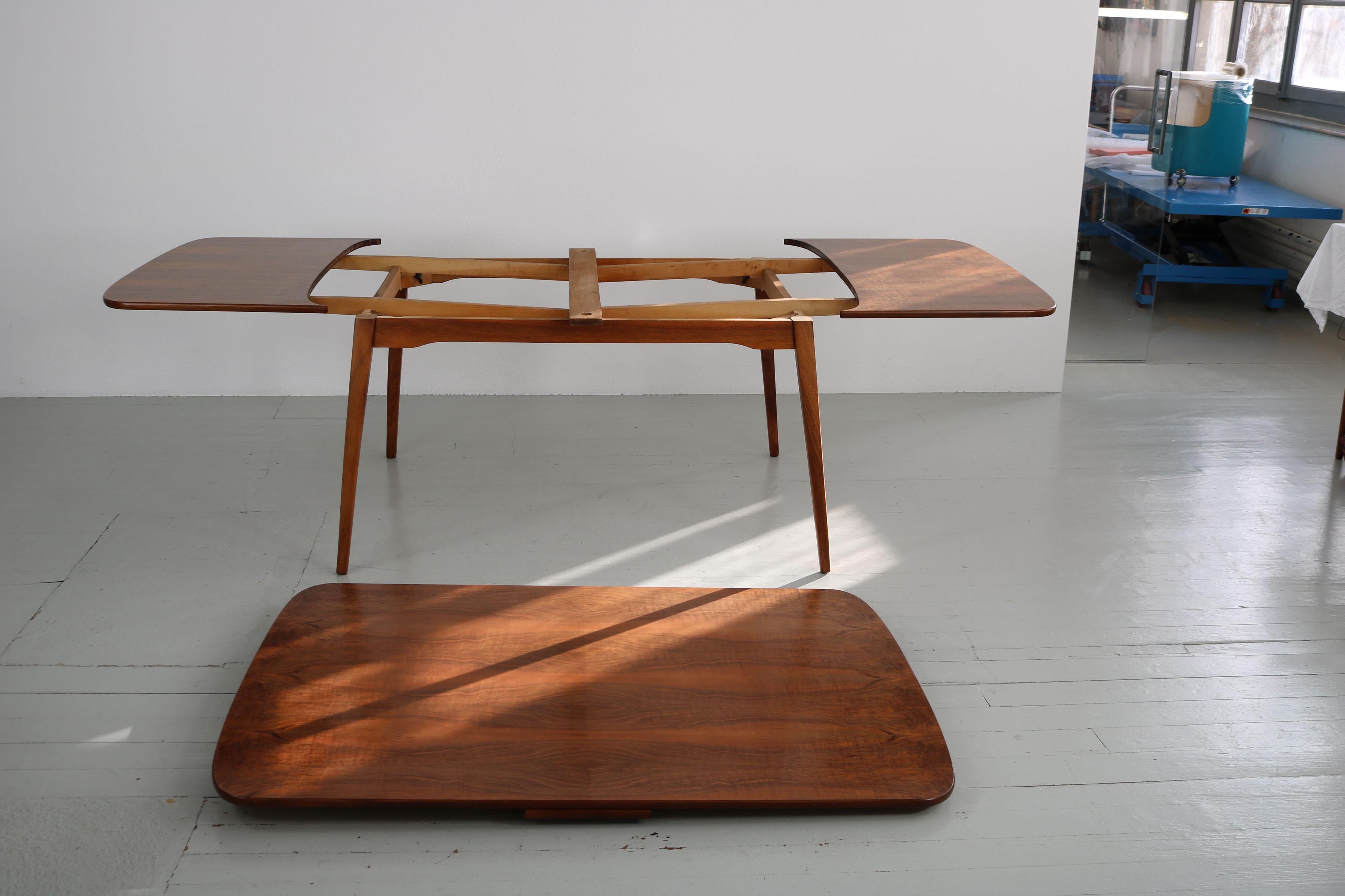 Scandinavian Stained Beechwood Extendable Table, 1960s For Sale 6