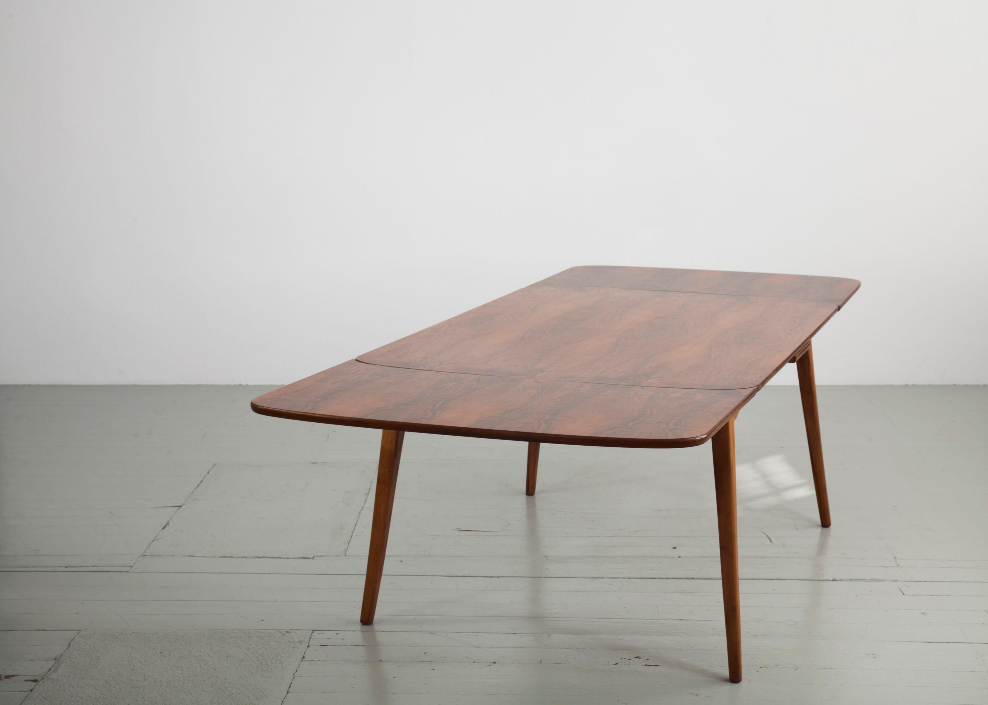 Mid-Century Modern Scandinavian Stained Beechwood Extendable Table, 1960s For Sale