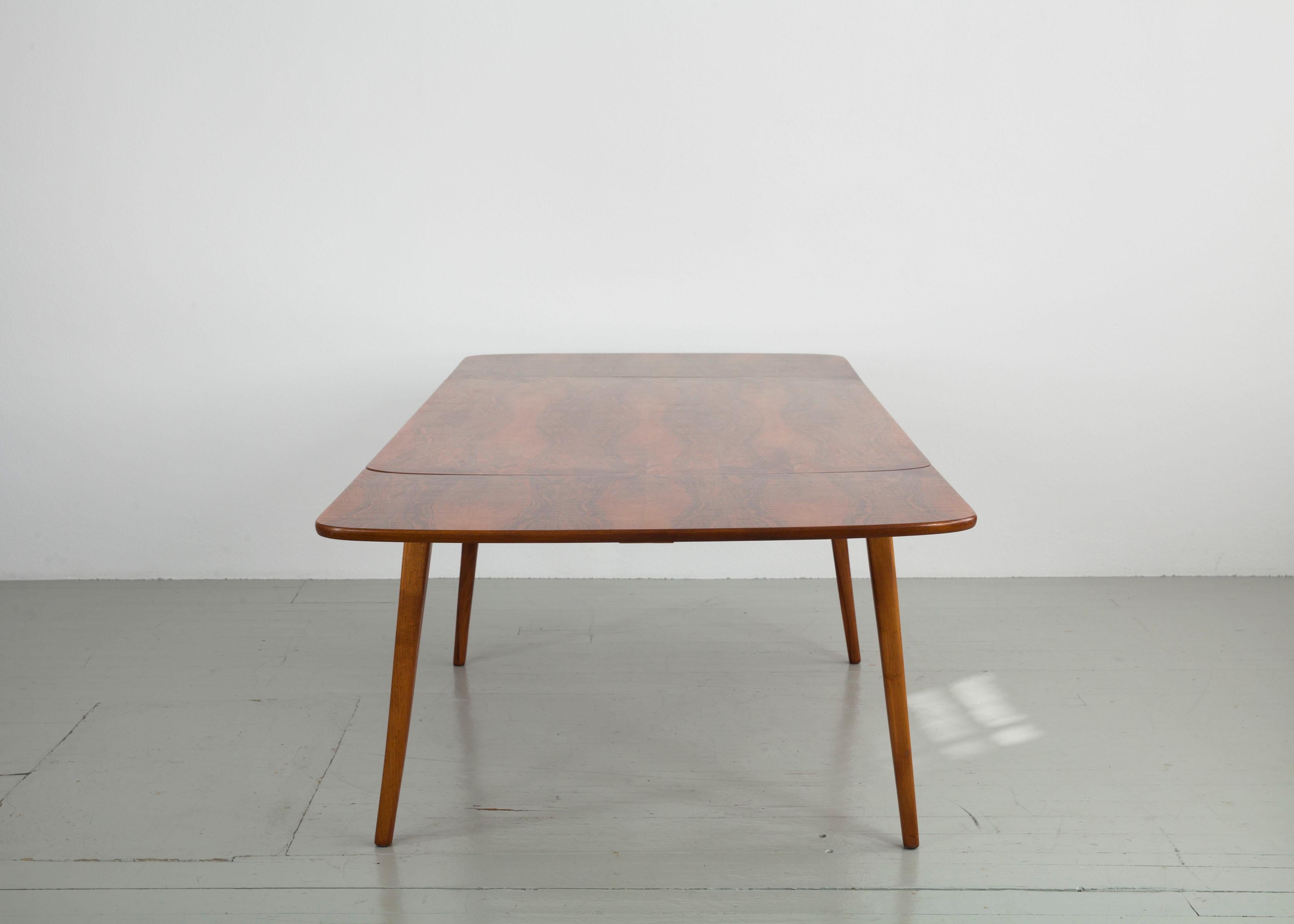 Mid-20th Century Scandinavian Stained Beechwood Extendable Table, 1960s For Sale