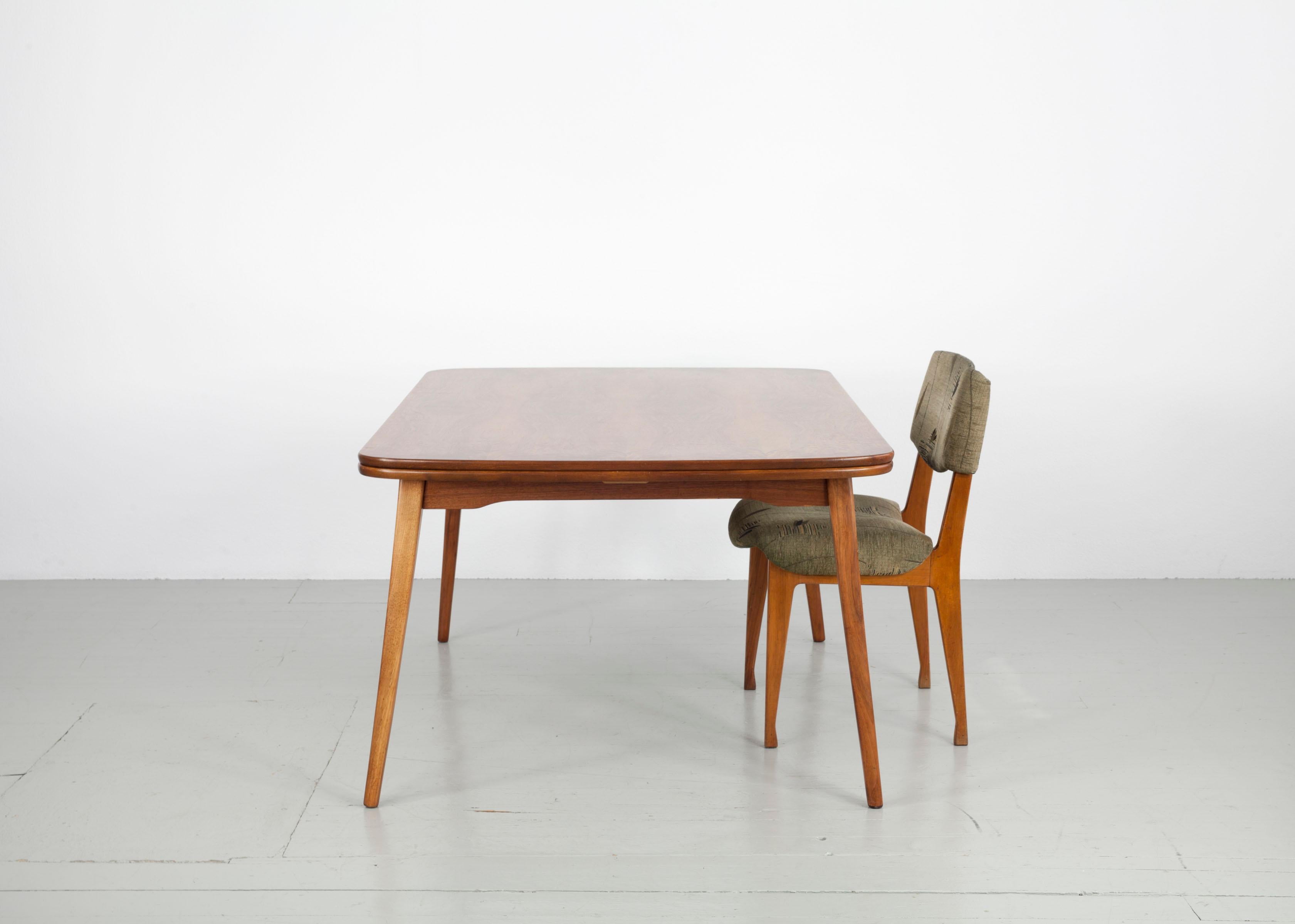 Scandinavian Stained Beechwood Extendable Table, 1960s For Sale 1