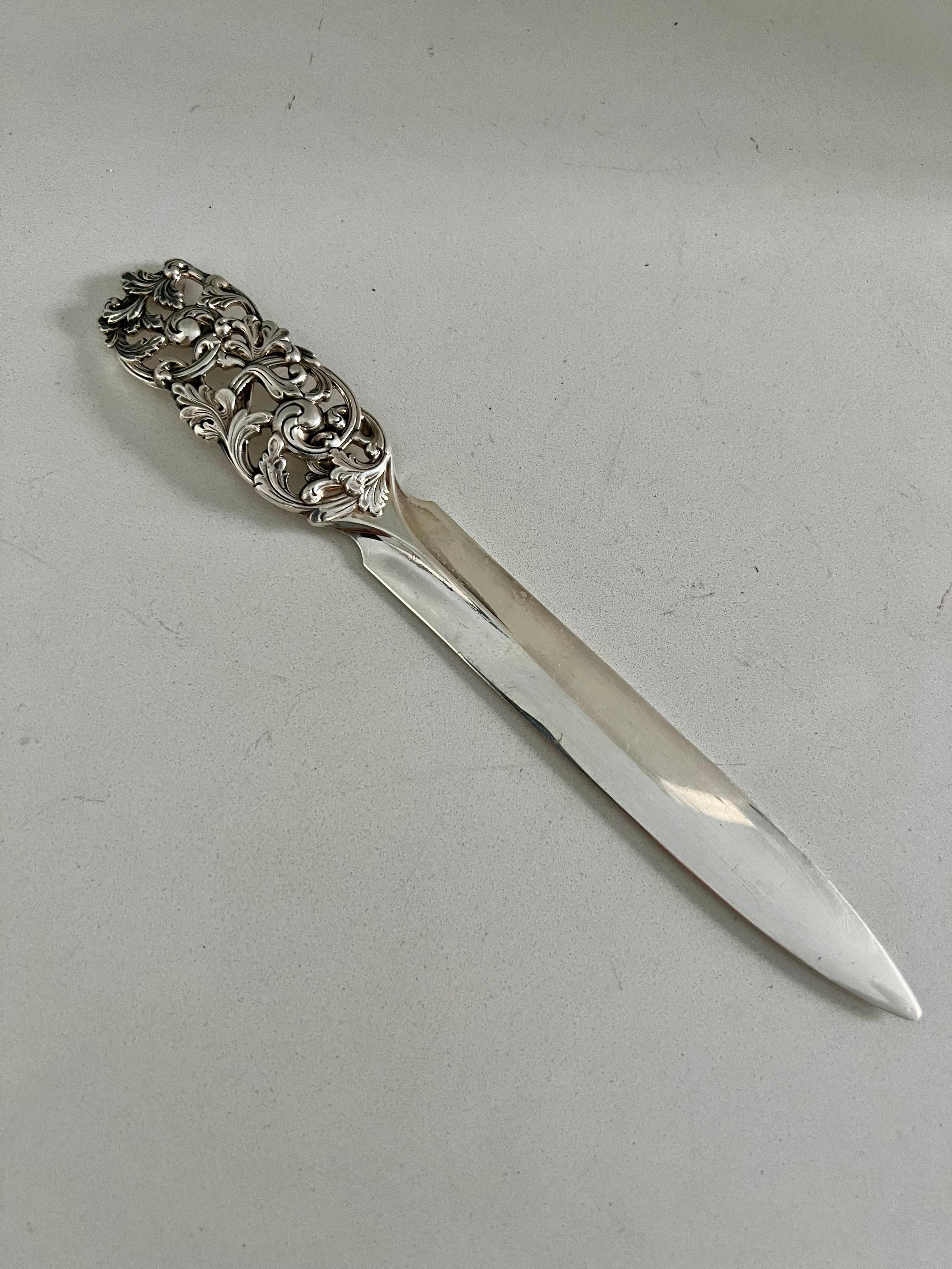Victorian Scandinavian Sterling Silver Repousse Letter Opener