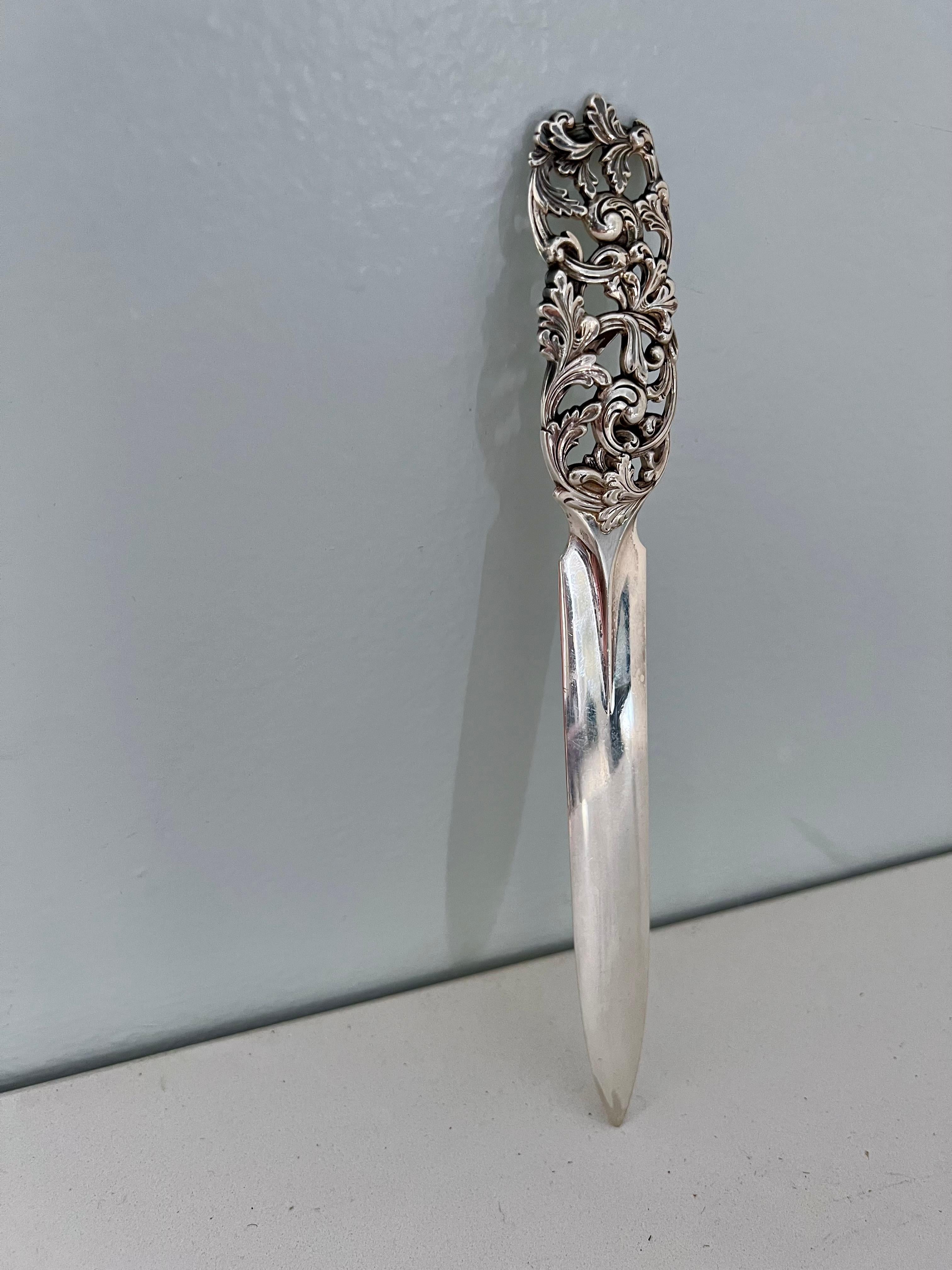 Hand-Crafted Scandinavian Sterling Silver Repousse Letter Opener