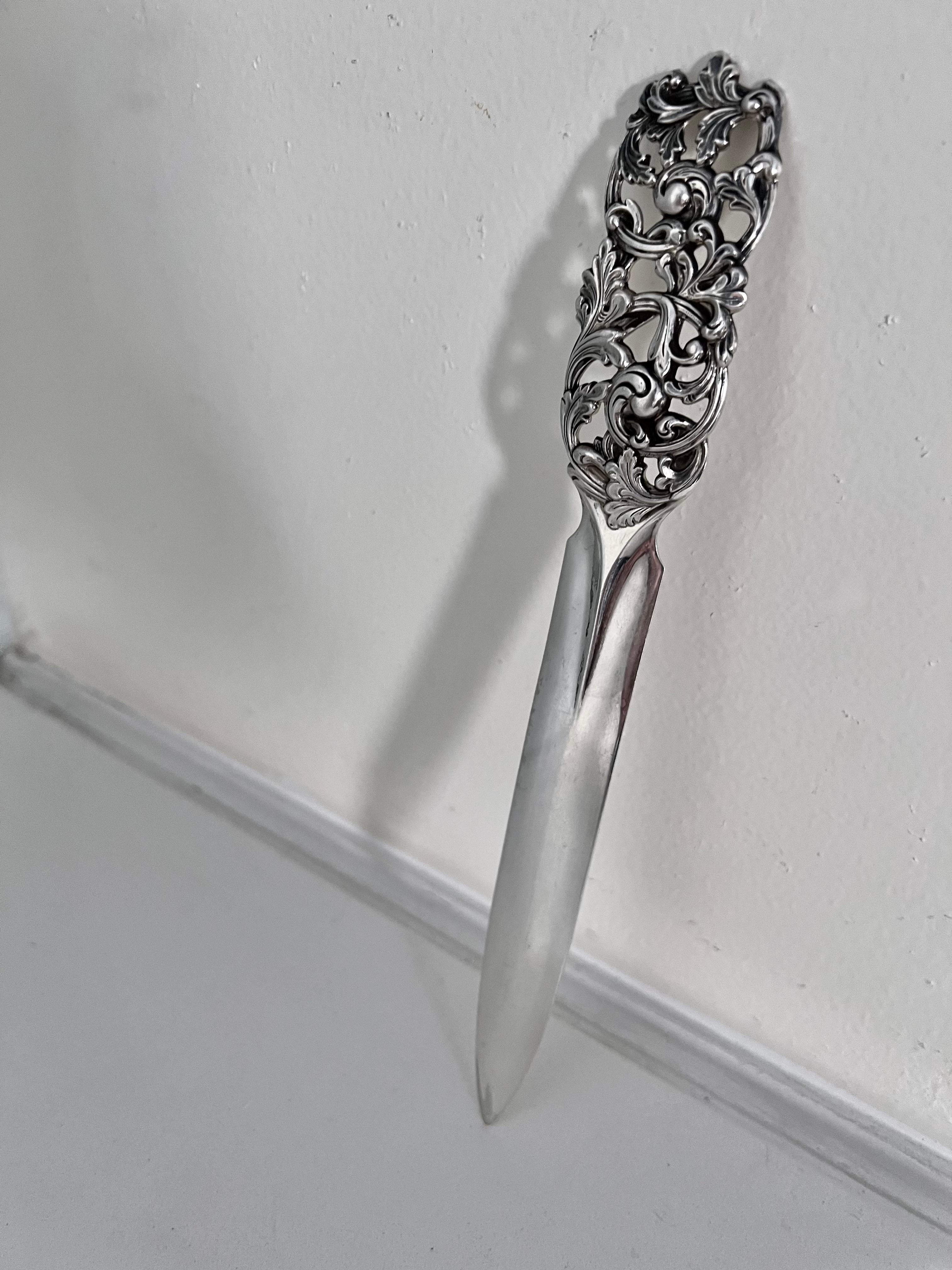 Scandinavian Sterling Silver Repousse Letter Opener In Good Condition In Los Angeles, CA