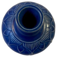 Scandinavian Stoneware Vase with Blue Glaze from Lauritz Hjorth, 1950s