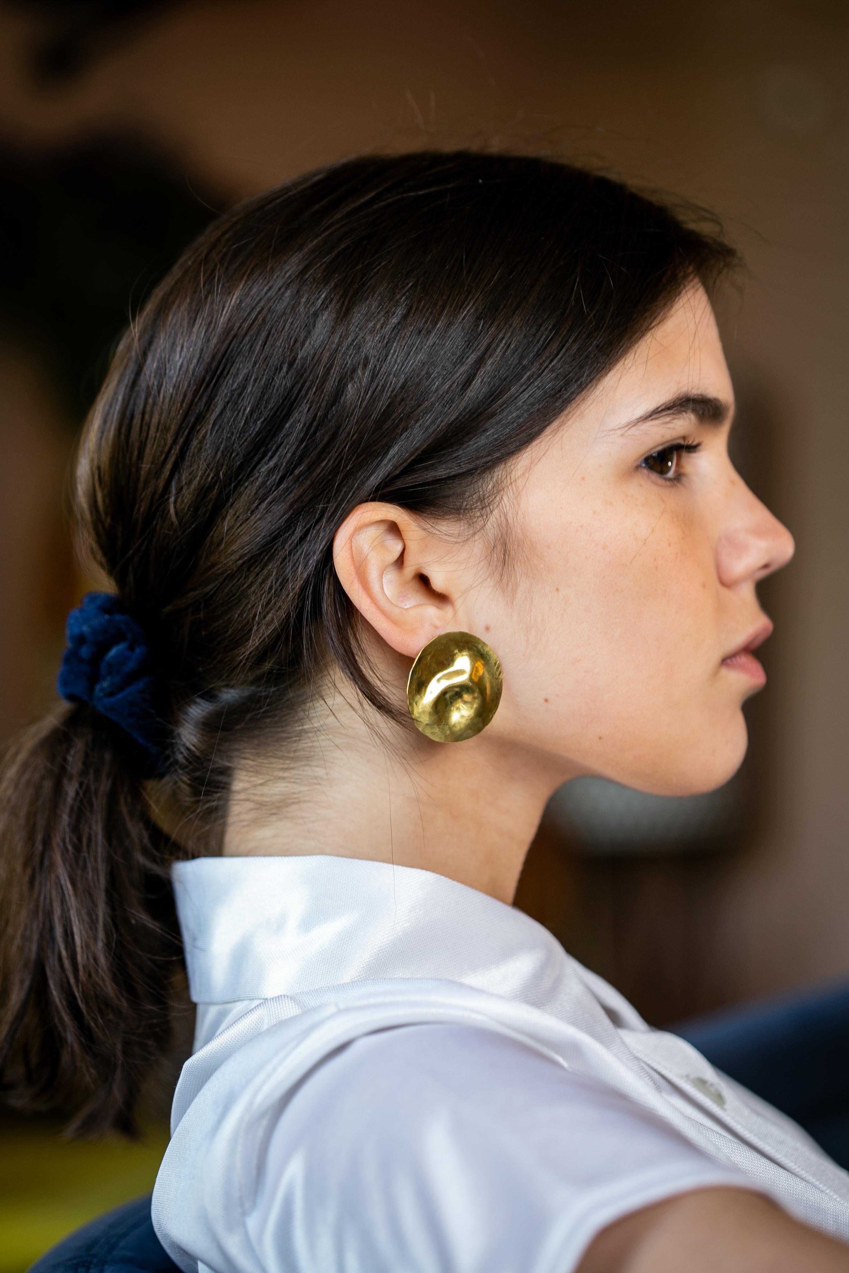 Women's Scandinavian Stud Earrings in Brass by Hedvig Sommerfeldt, 2017 For Sale