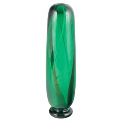 Scandinavian studio glass. Large art glass vase in blue and green tones, 1970s.