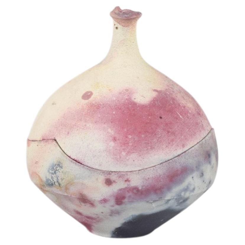 Scandinavian Studio Potter. Organically shaped lidded jar. 1980s/90s For Sale