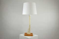 Scandinavian Studio Table Lamp in Carved Bone with Symbolic Decoration, c. 1950s
