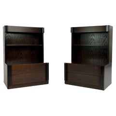 Scandinavian Style and 1980s Design Pair of Large Wooden Bedside Tables