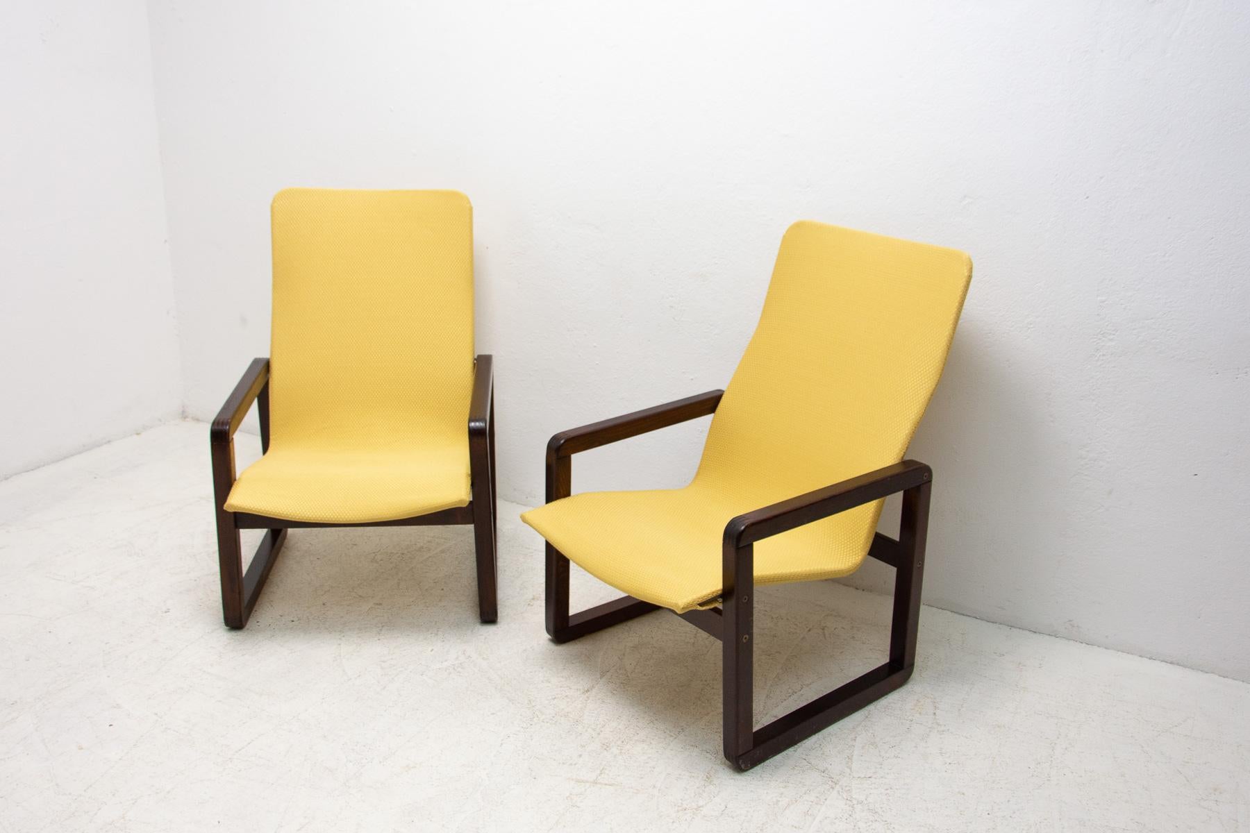 Czech Scandinavian Style Armchairs, 1980's, Set of 2 For Sale