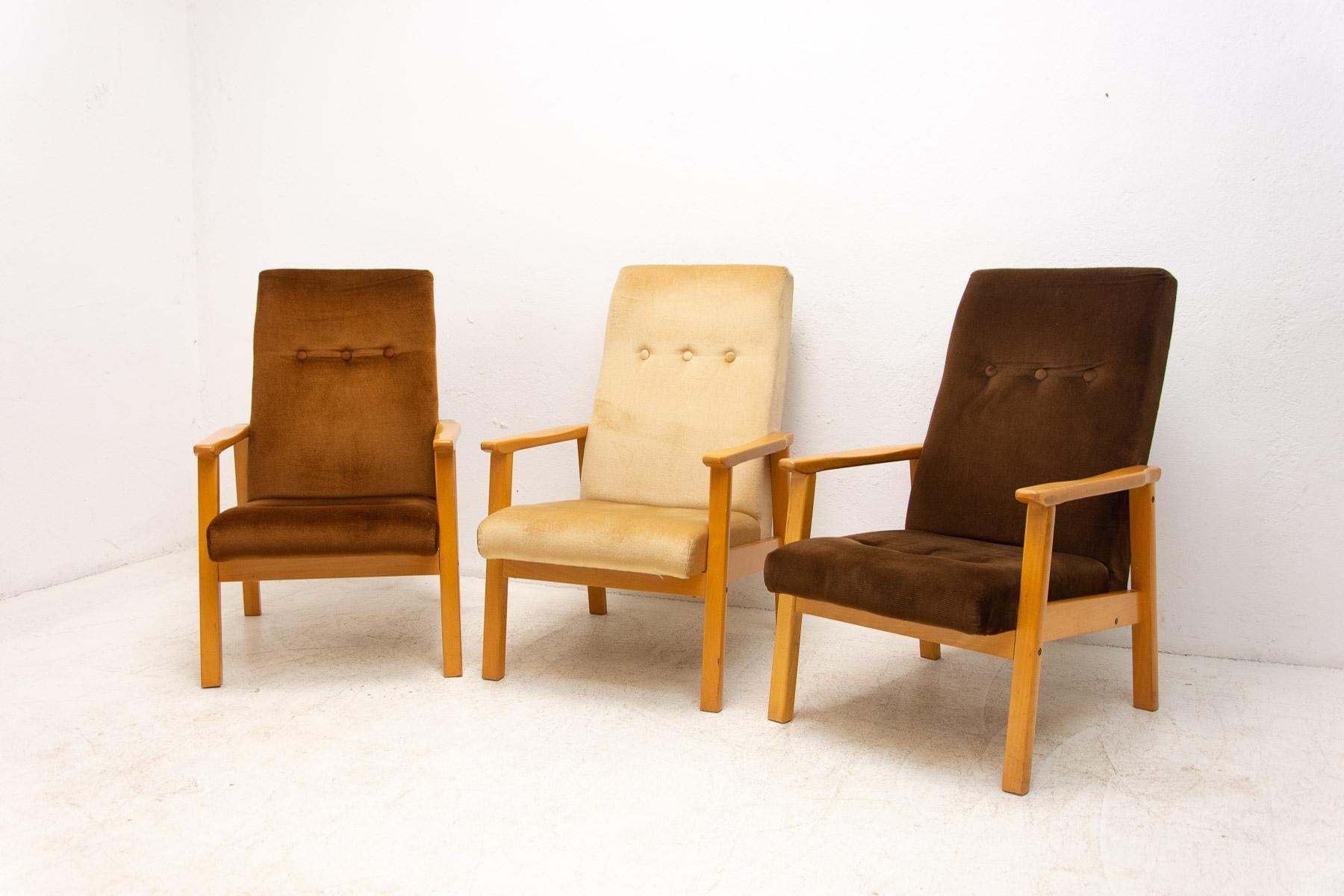 Czech  Scandinavian Style Armchairs, 1980´S, Set of 3 For Sale