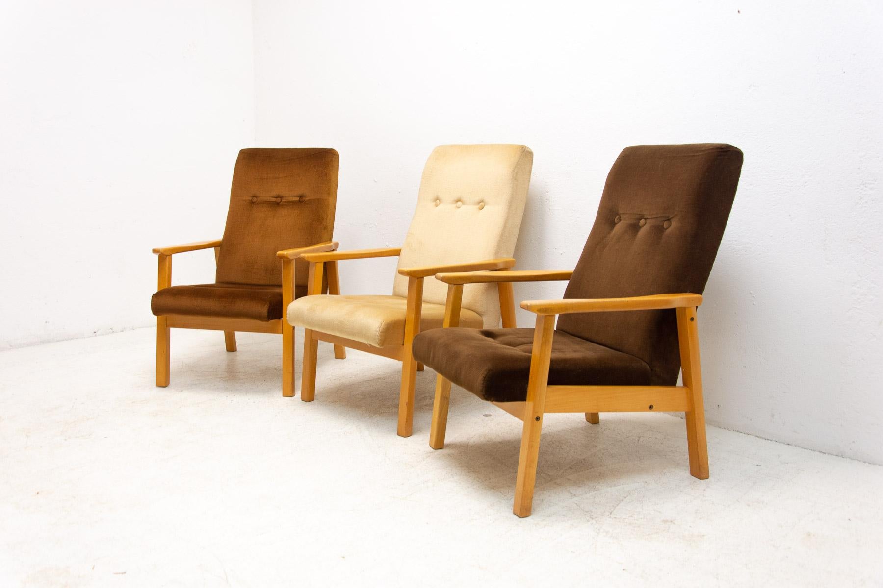  Sessel im skandinavischen Stil, 1980er Jahre, 3er-Set (Stoff) im Angebot