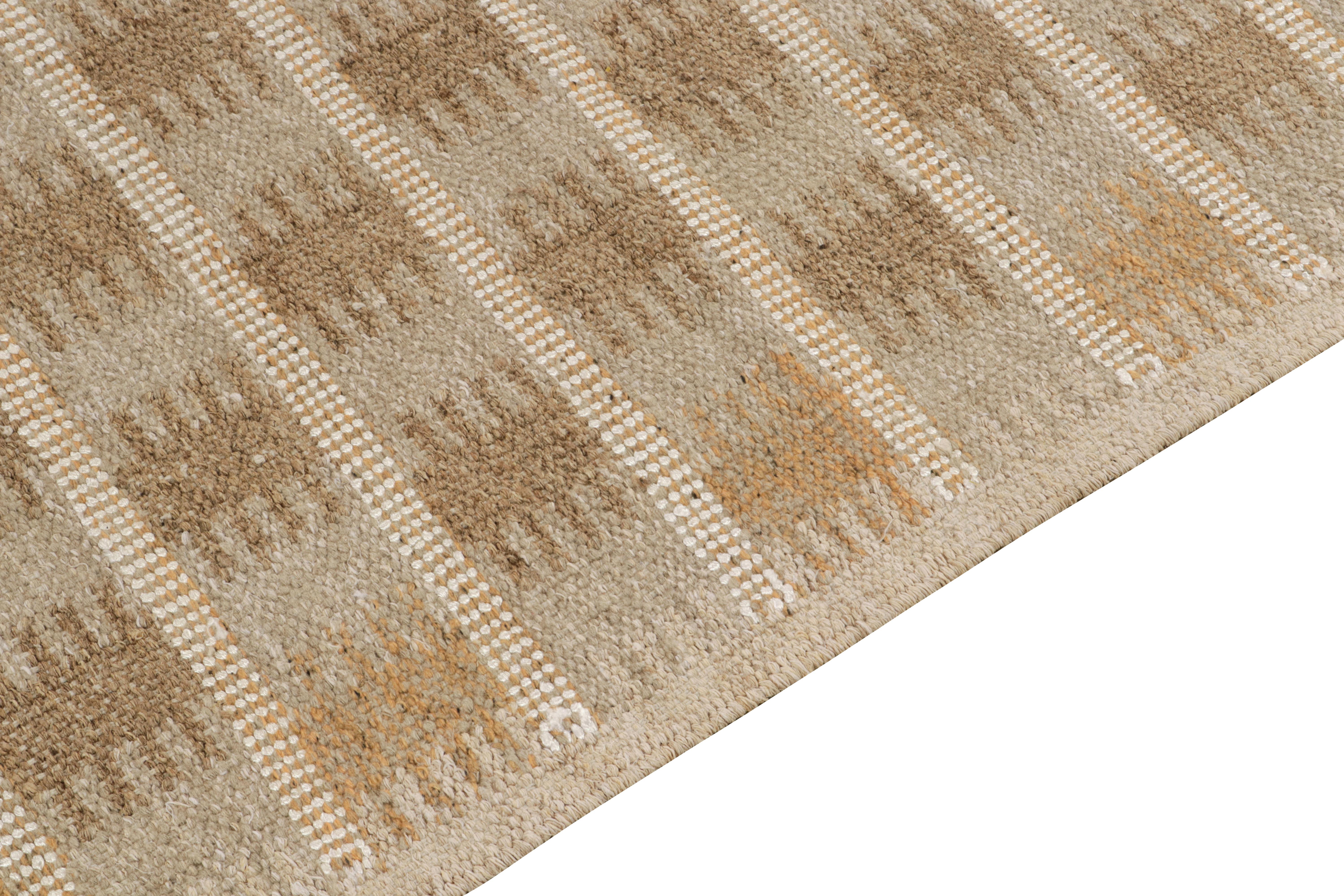 Rug & Kilim's Scandinavian Style Custom Hemp Kilim in Brown Geometric Pattern In New Condition For Sale In Long Island City, NY