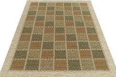Rug & Kilim's Scandinavian style custom kilim in Beige-Brown, Green & White