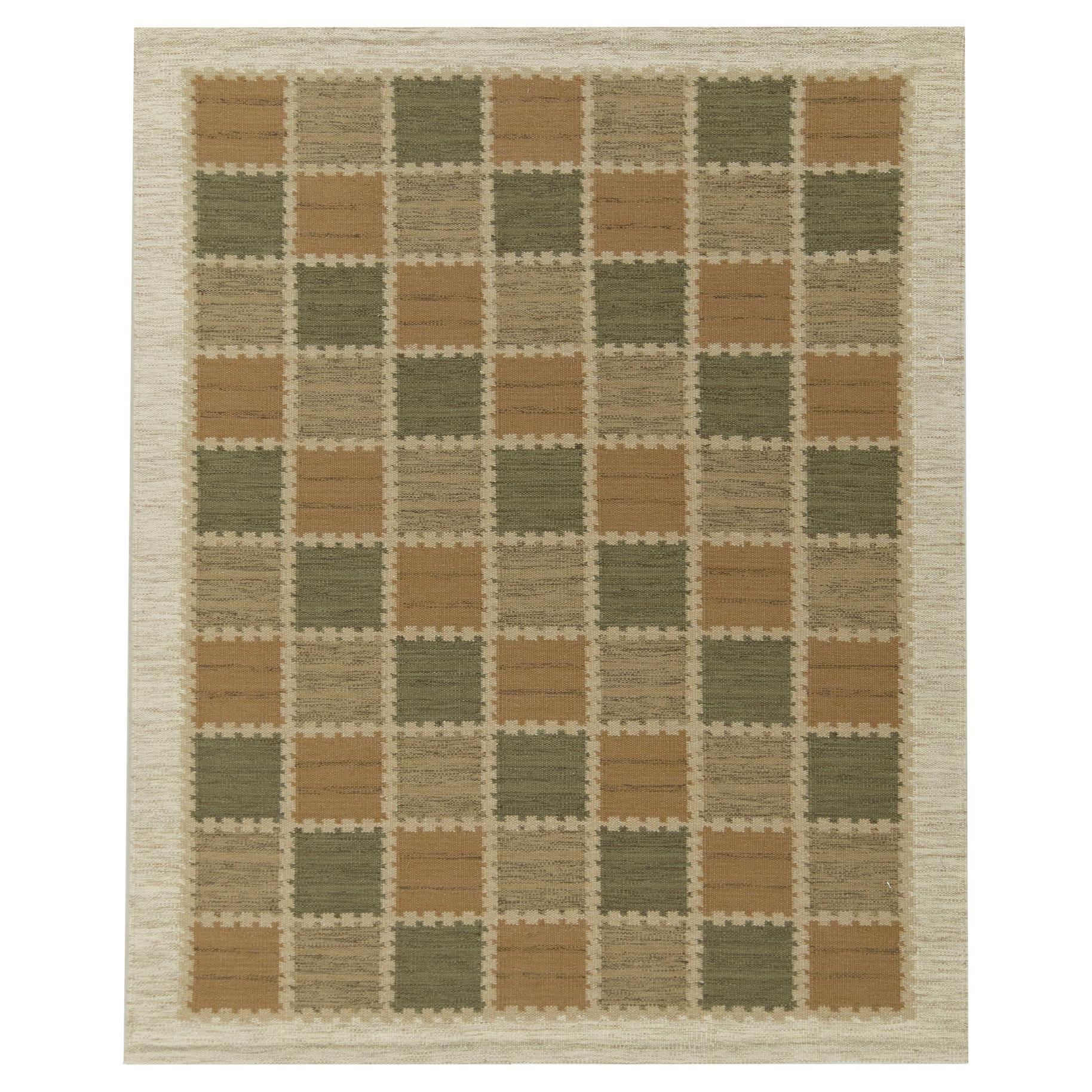 Teppich & Kelim im skandinavischen Stil in Beige-Braun, Grün-Weiß und Weiß