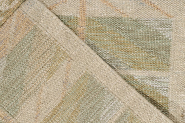 Rug and Kilim's Scandinavian Style Custom Kilim in Beige, Green and