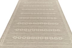 Rug & Kilim's Scandinavian Style Custom Kilim in Greige Geometric Pattern