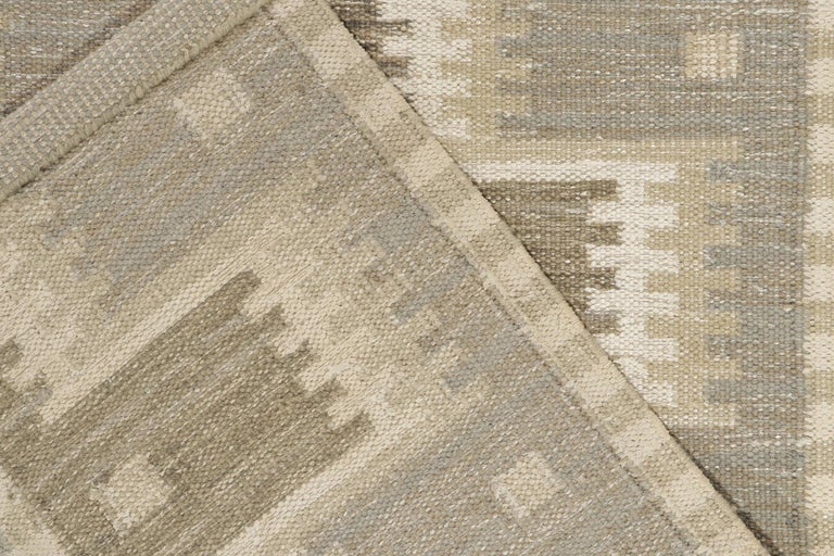 Rug and Kilim's Scandinavian Style Custom Kilim in Greige Geometric