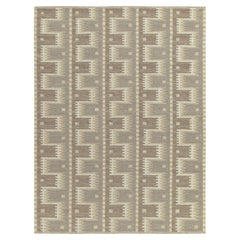 Teppich & Kelim im skandinavischen Stil, maßgefertigter Kelim in Grau mit geometrischem Muster
