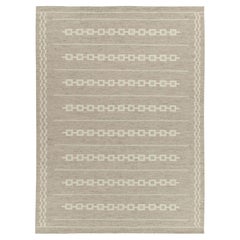 Rug & Kilim's Scandinavian Style Custom Kilim in Greige Geometric Pattern