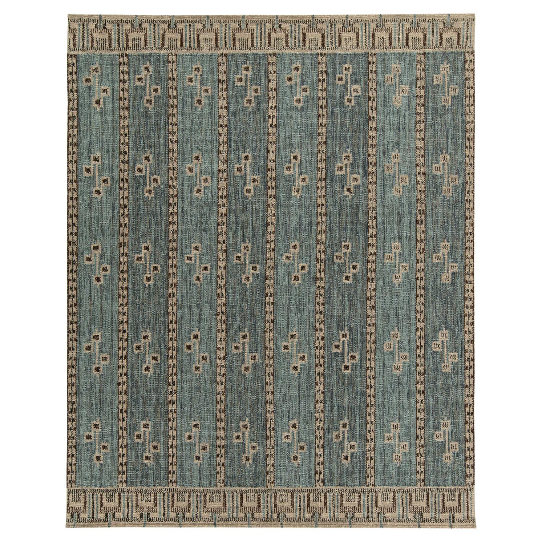 Teppich & Kelim-Teppich im skandinavischen Stil in Blau, Beige & Braun
