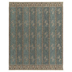 Tapis et tapis Kilim de style scandinave personnalisé en bleu, beige et marron