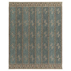 Rug & Kilim's Scandinavian Style Custom Kilim Rug in Blue, Beige & Brown