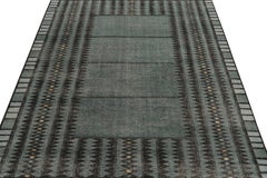 Rug & Kilim's Scandinavian Distressed Rug in Blue & Black Geometric Pattern