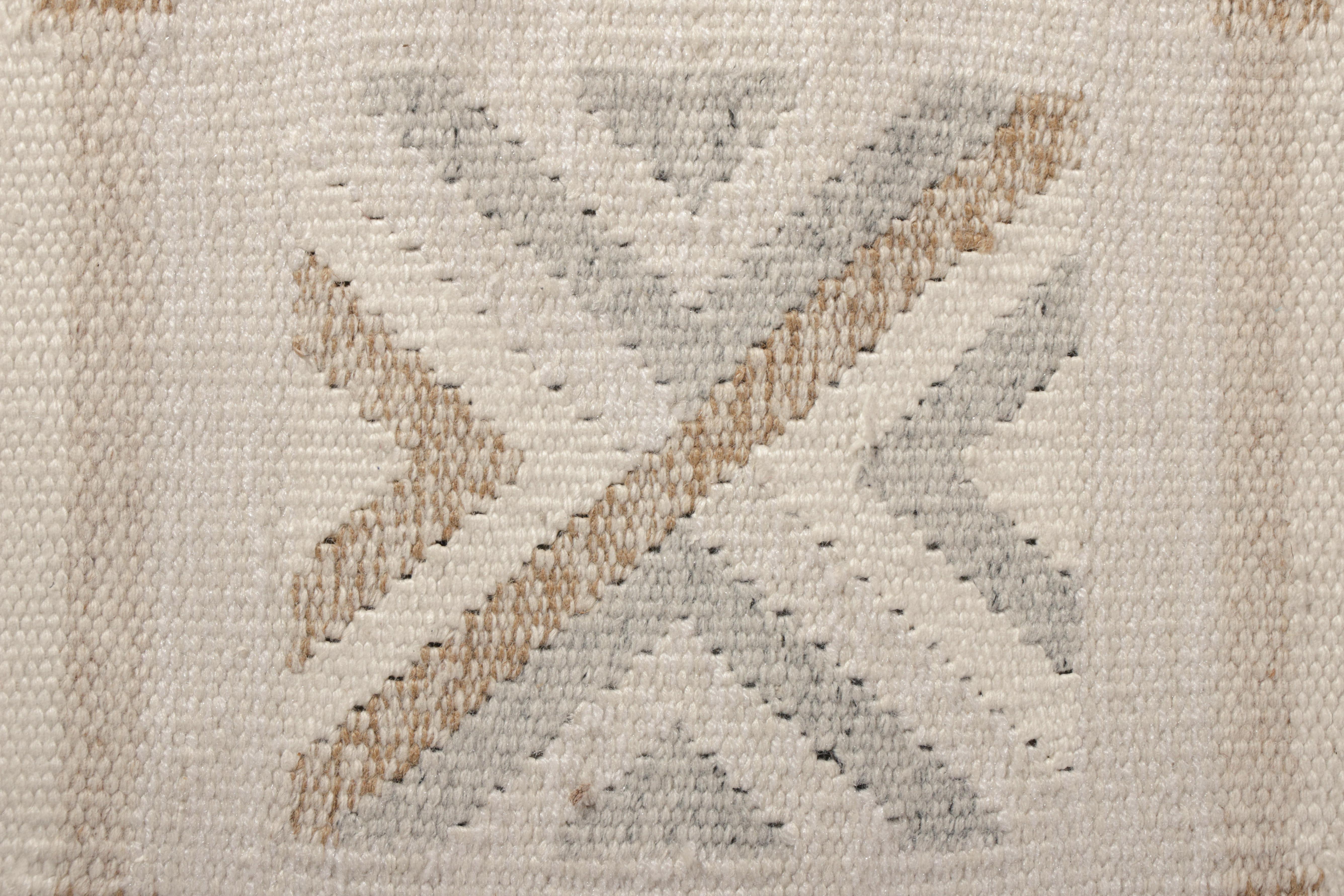 Hand-Knotted Rug & Kilim's Scandinavian Style Flat-Weave Beige Brown Geometric