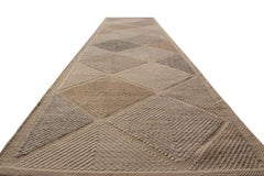 Skandinavischer Stil Flachgewebe Grau Blau Geometrisch gemustert von Rug & Kilim