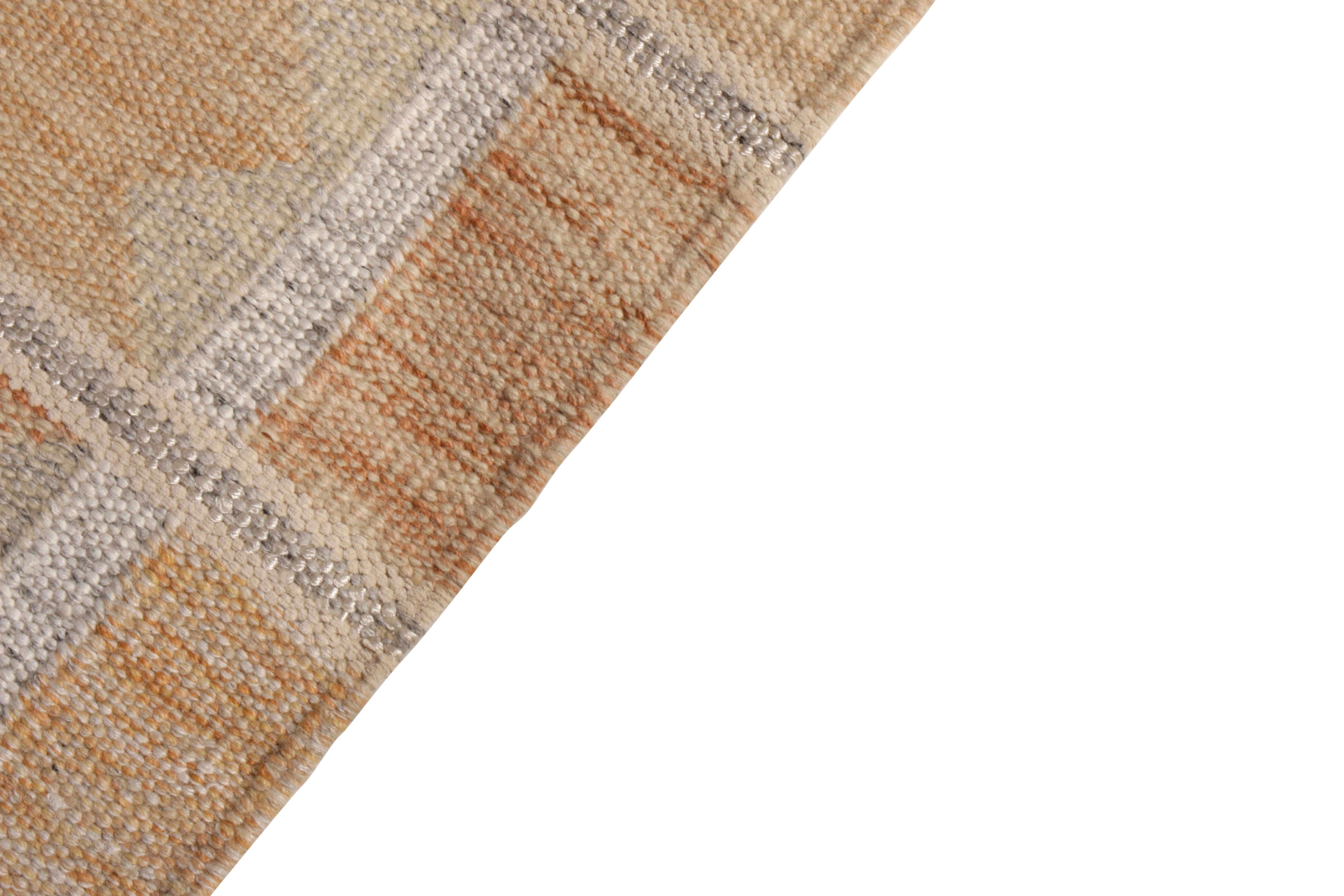 Scandinavian Modern Scandinavian Style Flat-Weave Gray Blue Geometric Pattern by Rug & Kilim For Sale