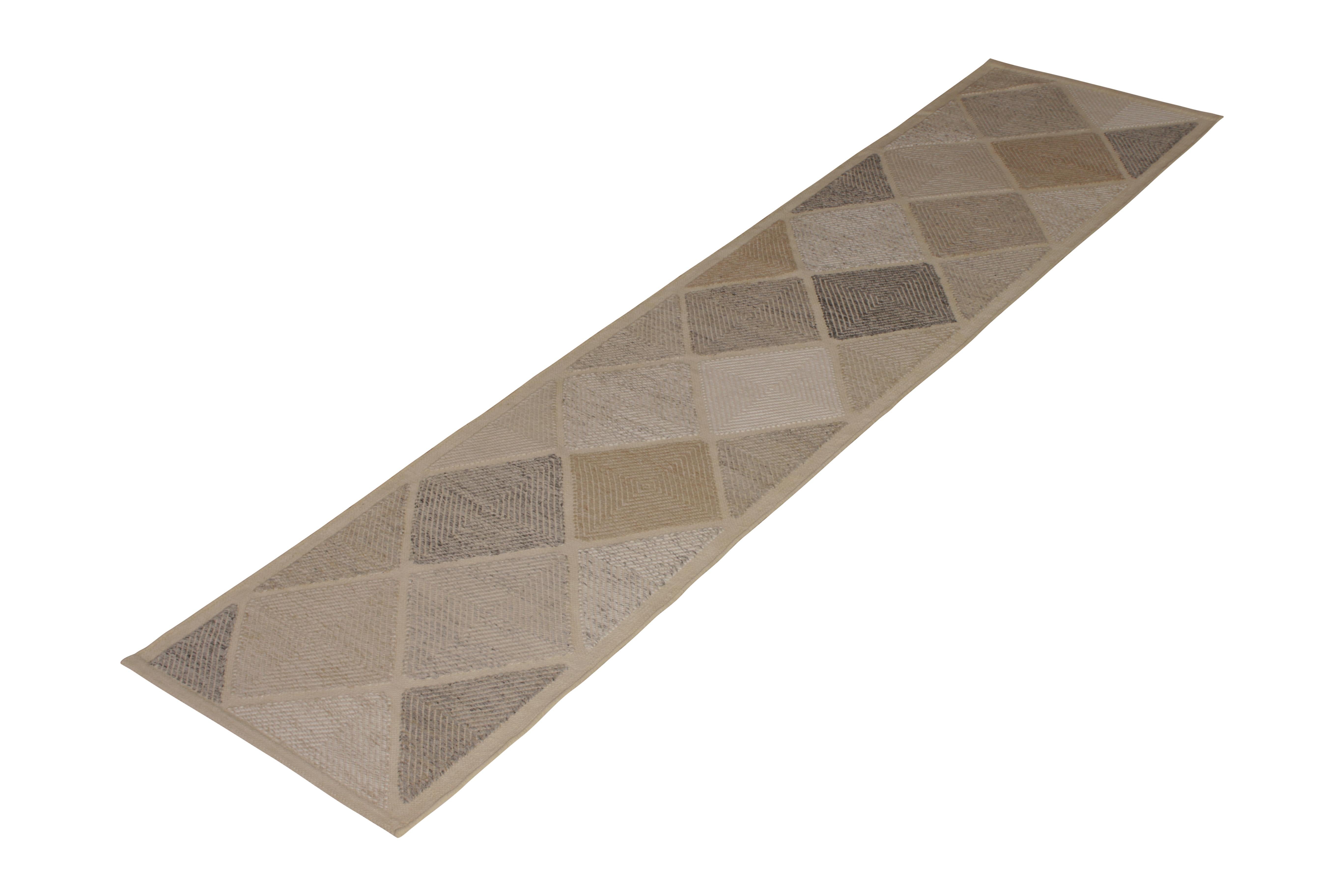 Skandinavischer Stil Flachgewebe Grau Blau Geometrisch gemustert von Rug & Kilim (Skandinavische Moderne) im Angebot