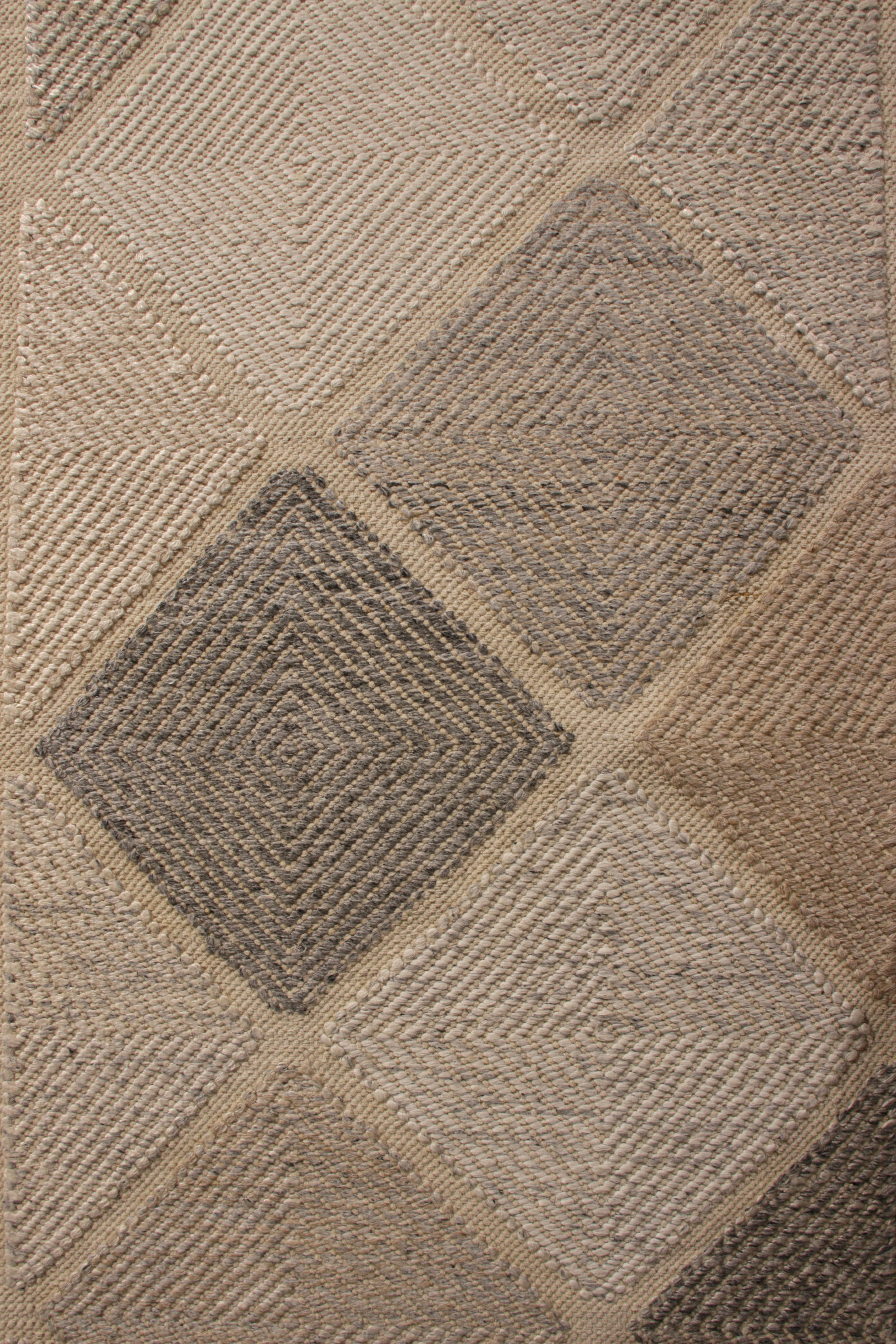 Skandinavischer Stil Flachgewebe Grau Blau Geometrisch gemustert von Rug & Kilim (Indisch) im Angebot