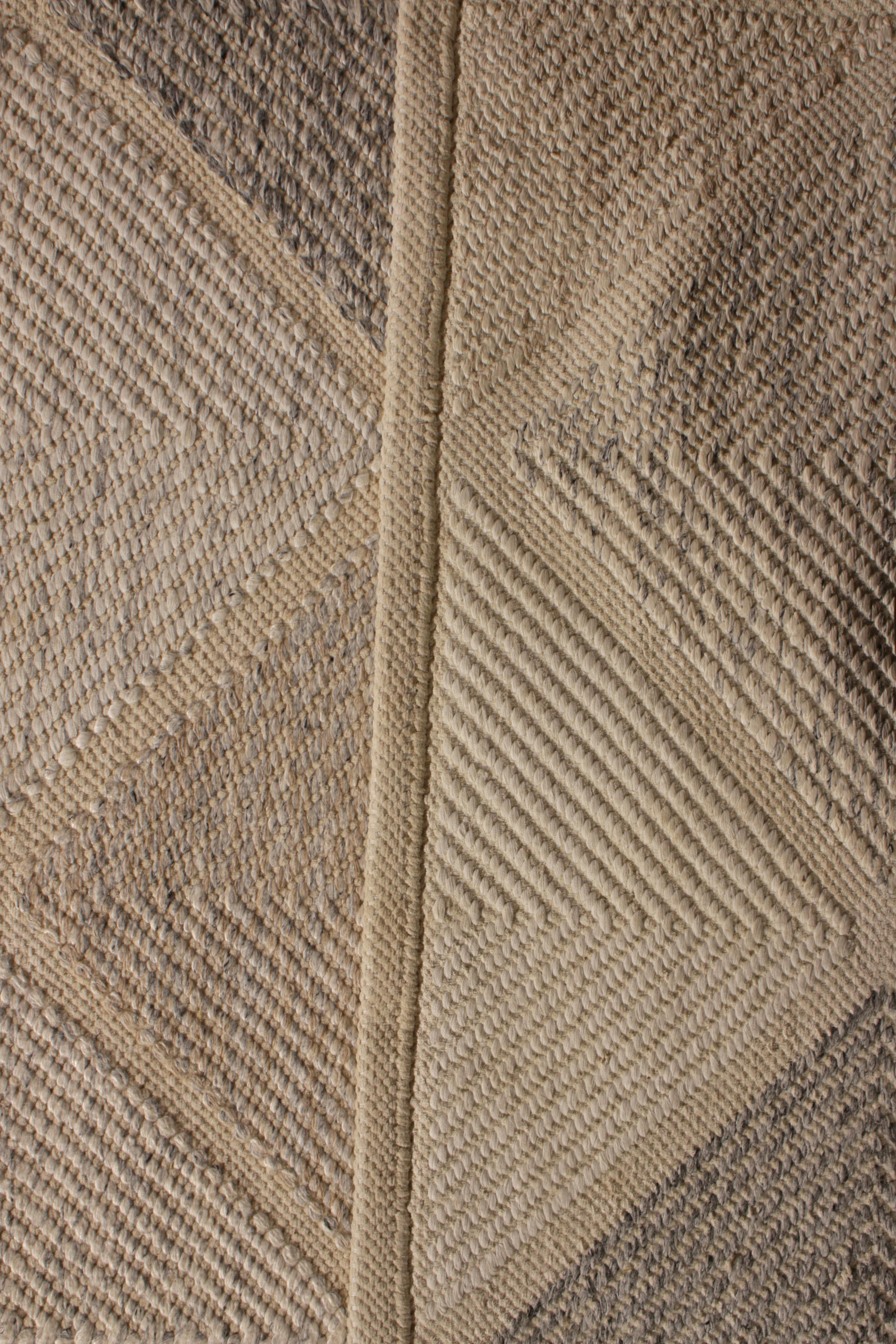 Skandinavischer Stil Flachgewebe Grau Blau Geometrisch gemustert von Rug & Kilim (Handgewebt) im Angebot