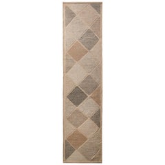 Stile scandinavo a trama piatta grigio blu con motivo geometrico di Rug
Kilim