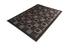 Rug & Kilim's Scandinavian Style Flat Weave Gray Earth Tone Purple Geometric