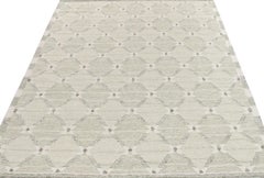 Rug & Kilim's Scandinavian Style Flat Weave in Green, White Trellis Pattern