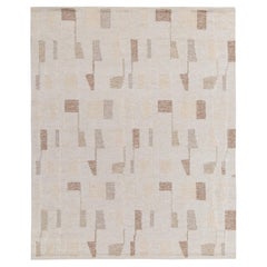 Tapis et tissu de style scandinave Kilim à tissage plat, motif déco blanc cassé et marron